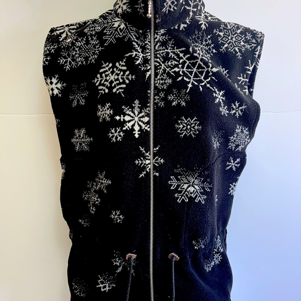 Black Long vest with White Snowflake Designs